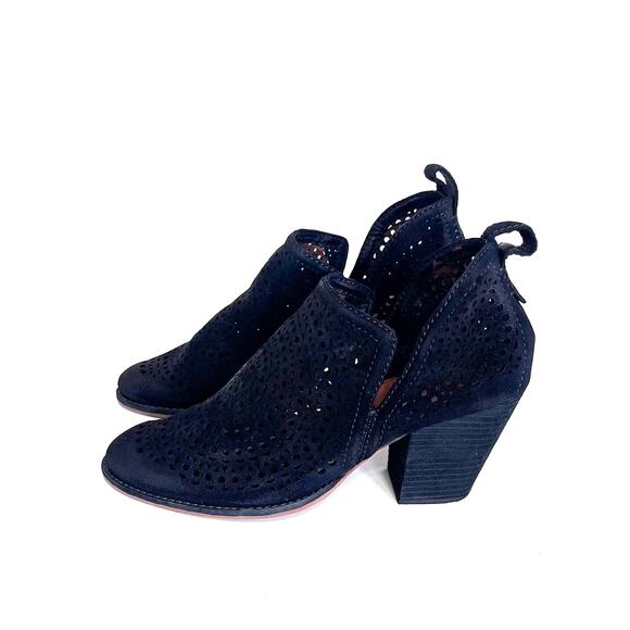 Jeffrey Campbell Rosalee Booties Shoes Size 10 Black Suede Boho Western Chunky - Picture 3 of 10